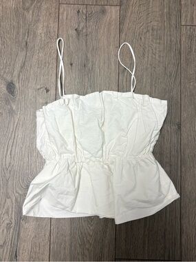 Zara xs peplum white tank top bubble crop